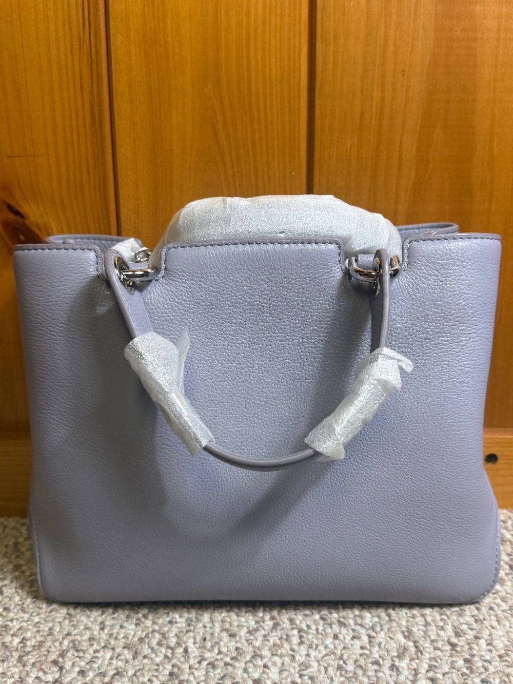 Michael Kors Light Gray/Lavender Leather Tote Shoulder Bag Silver Hardware